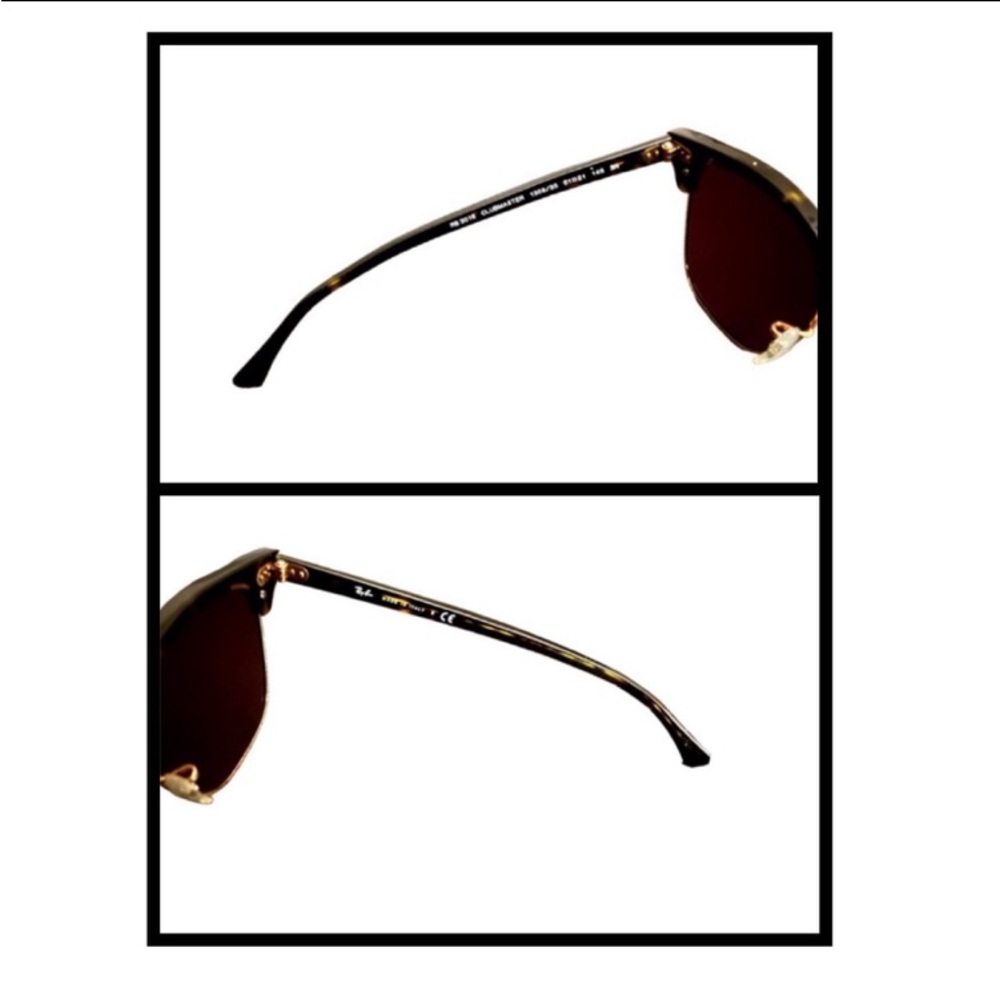 SOLD - Ray-Ban Authentic Clubmaster Tortoise Frame Sunglasses - GUC. - Picture 8 of 16